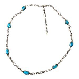 WHITNEY KELLY Necklace WK 925 Signed Sterling Silver Turquoise Necklace 24" Boho